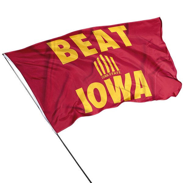 Beat Iowa Vintage 5-Bar Cardinal Deluxe Flag (3'x5')